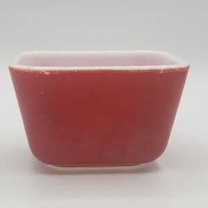 Vintage Red PYREX 501-B Small Rectangular‎ Refrigerator Dish No Lid Milk Glass